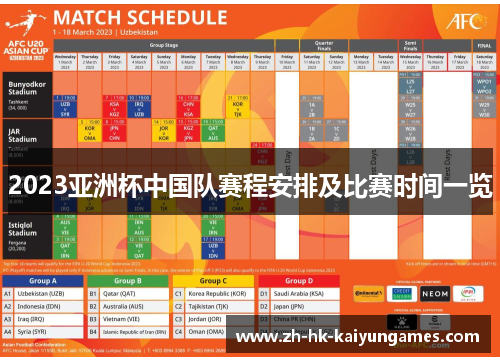 2023亚洲杯中国队赛程安排及比赛时间一览